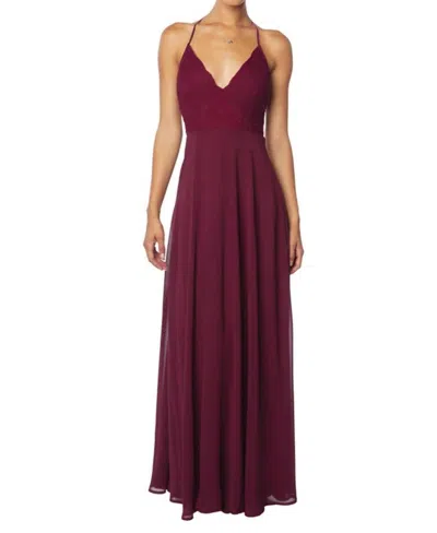 Bill Levkoff Corded Lace Crisscross Chiffon Bridesmaid Dress In Wine In Burgundy