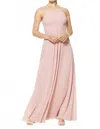 Bill Levkoff Empire Waist Chiffon Spaghetti Strap Gown In Frost Rose In Multi