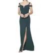 Bill Levkoff Stretch Crepe Double Off The Shoulder Bridesmaid Dress In Evergreen In Green