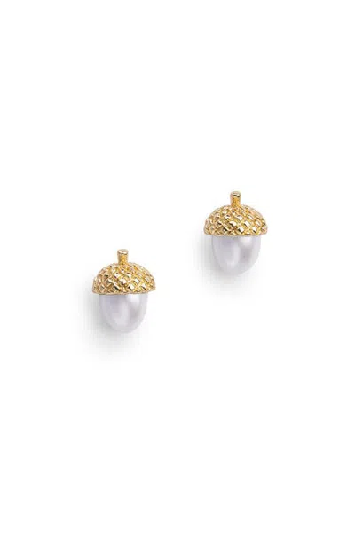 Bill Skinner Studio Acorn & Pearl Stud Earrings
