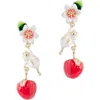 Bill Skinner Studio Apple Blossom & Mouse Drop Earrings In Multi