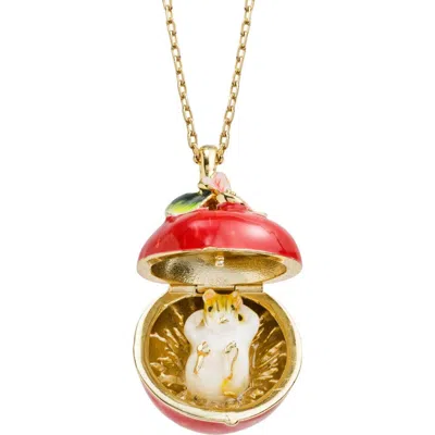 Bill Skinner Studio Apple Blossom & Mouse Locket In Gold