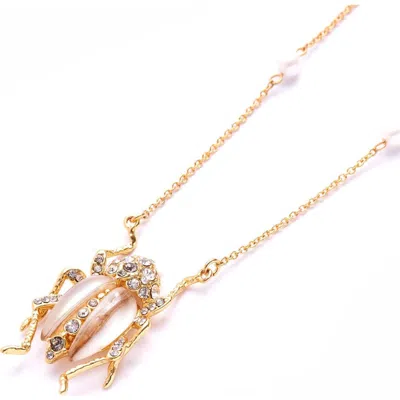 Bill Skinner Studio Bejewelled Beetle Pendant In Gold