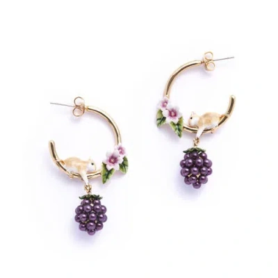 Bill Skinner Studio Blackberry & Mouse Hoop Earrings
