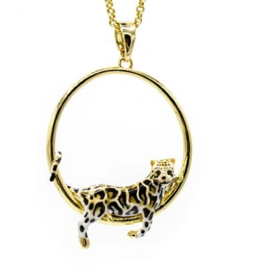 Bill Skinner Studio Clouded Leopard Hoop Necklace In Brown