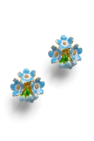 Bill Skinner Studio Forget Me Not 3 Cluster Studs In Blue