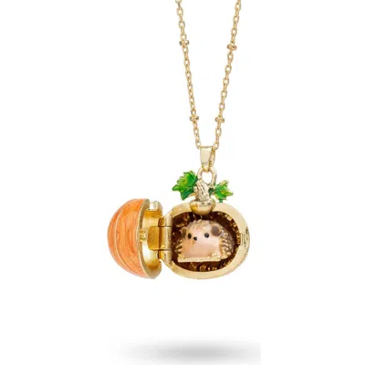 Bill Skinner Studio Hedgehog & Pumpkin Locket In Multi