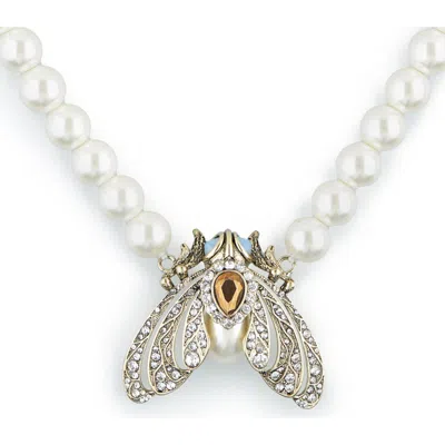 Bill Skinner Studio Moth Statement Necklace In Cream Pearl
