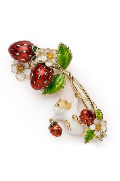 Bill Skinner Studio Strawberry & Mouse Brooch