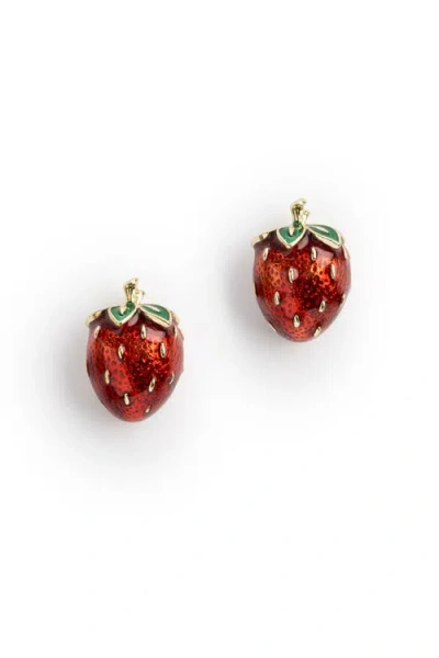 Bill Skinner Studio Strawberry Studs In Red