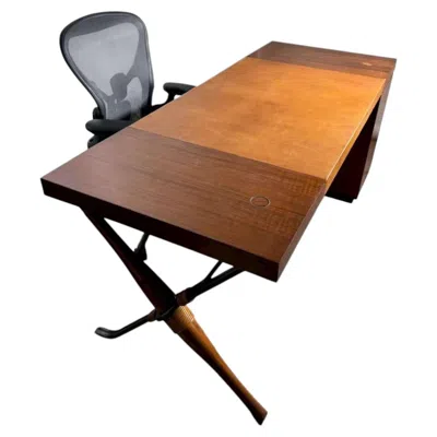 Pre-owned Bill Sofield Baton Writing Table By  For Mc Guire In Brown