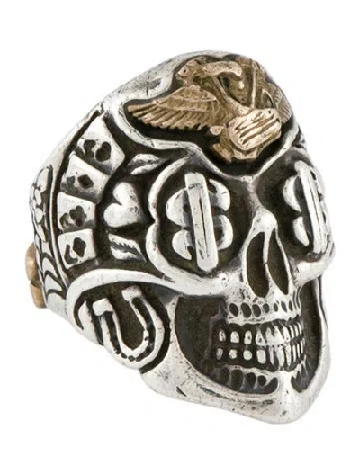 Pre-owned Bill Wall Leather Skull With Motor Ring In Multi