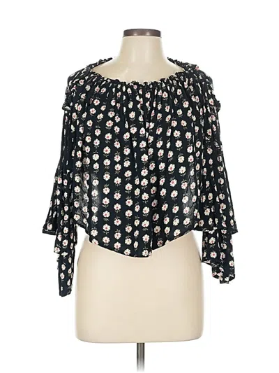 Pre-owned Billabong 3/4 Sleeve Blouse In Black