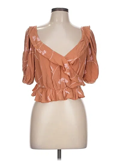 Pre-owned Billabong 3/4 Sleeve Blouse In Brown