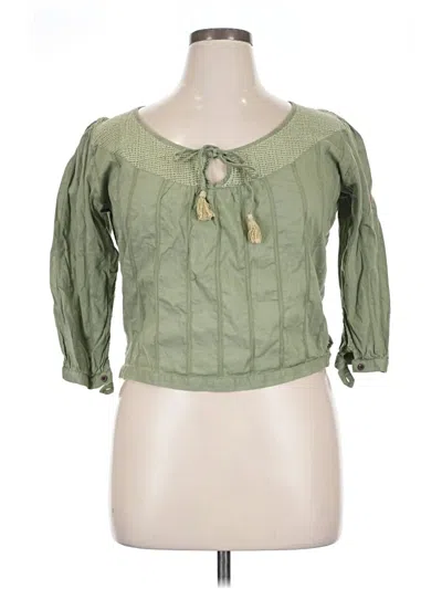 Pre-owned Billabong 3/4 Sleeve Blouse In Green