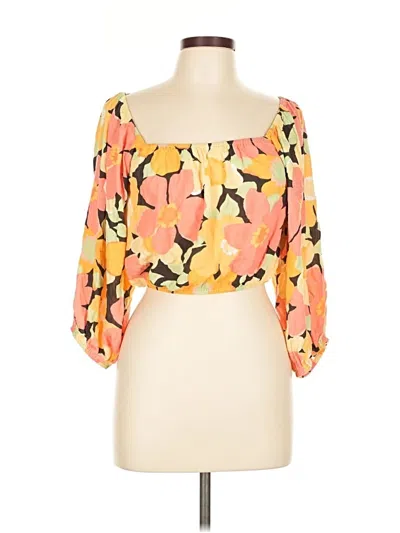 Pre-owned Billabong 3/4 Sleeve Blouse In Orange