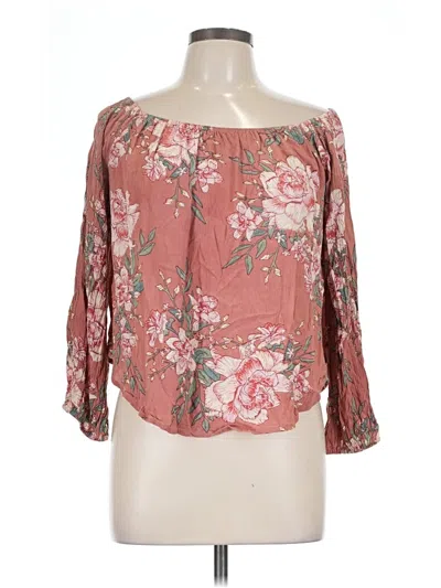 Pre-owned Billabong 3/4 Sleeve Blouse In Pink