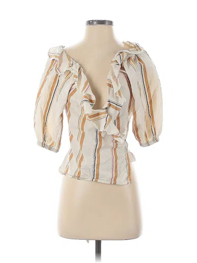 Pre-owned Billabong 3/4 Sleeve Blouse In White