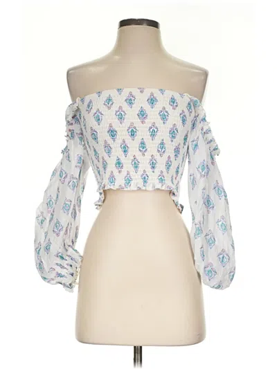 Pre-owned Billabong 3/4 Sleeve Blouse In White