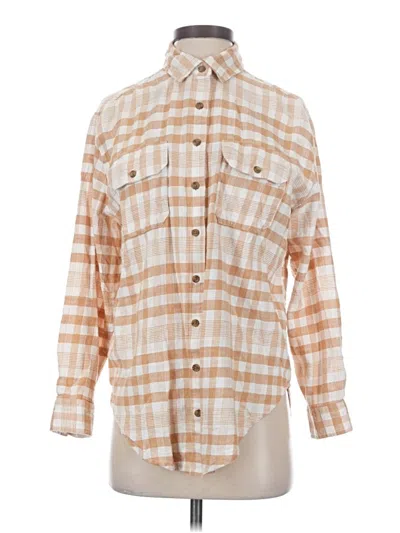 Pre-owned Billabong 3/4 Sleeve Button Down Shirt In Tan