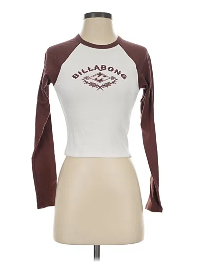 Pre-owned Billabong 3/4 Sleeve T-shirt In Burgundy