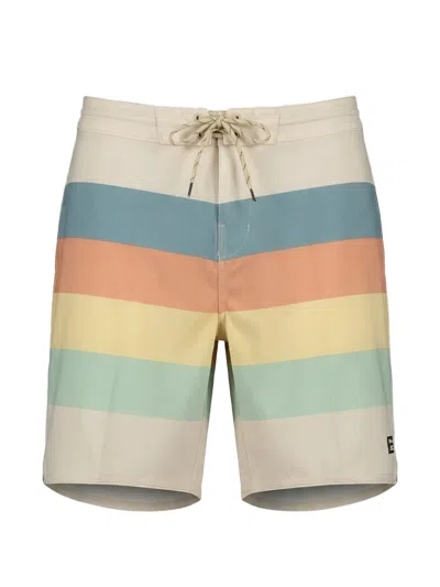 Billabong 73 Low Tide Horizontal-stripe Swim Shorts In Neutral