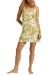 Billabong Juniors' '90s Babe Mini Slip Dress In Moss Joy