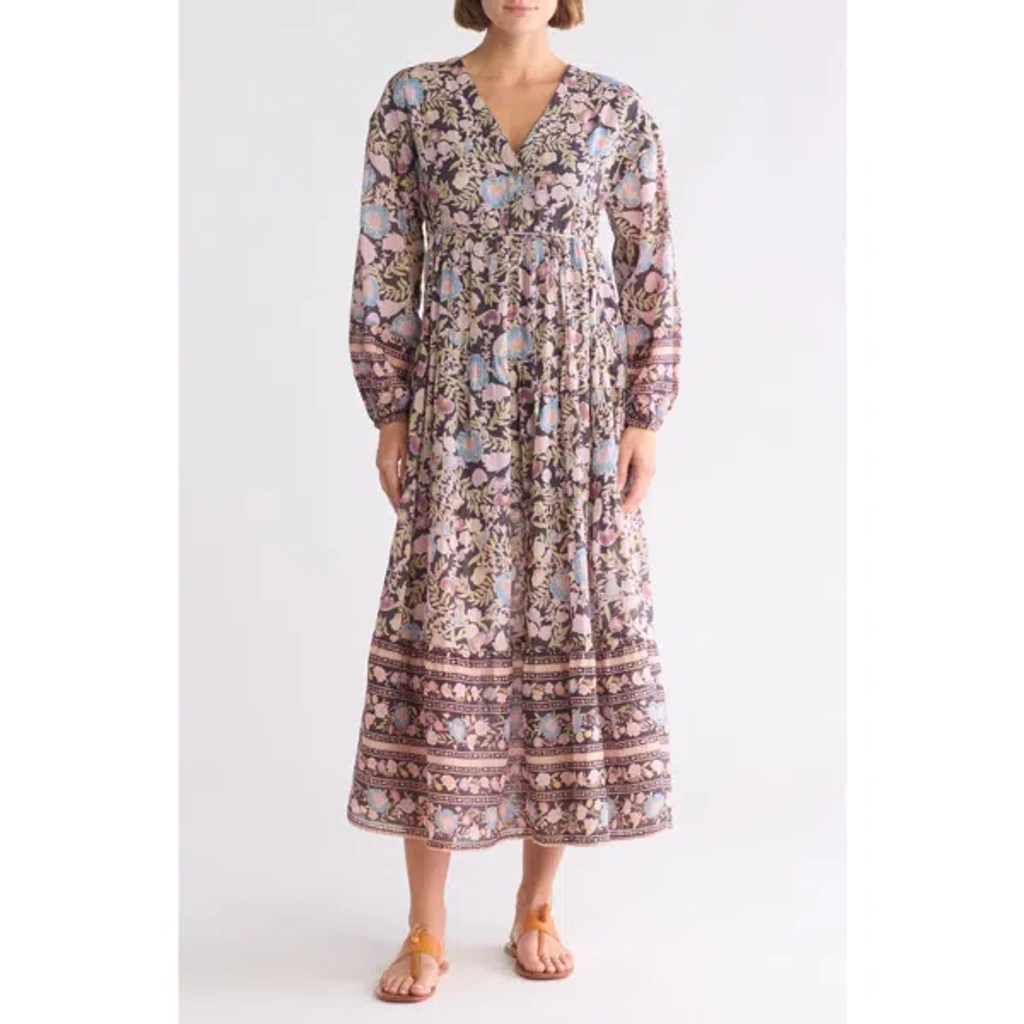 Billabong Adore You Floral Long Sleeve Maxi Dress In Black Sands | ModeSens