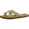 Billabong Akela Womens Woven Round Toe Slide Sandals In White