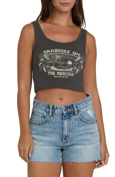 Billabong All Day Paradise Graphic Rib Crop Tank In Black