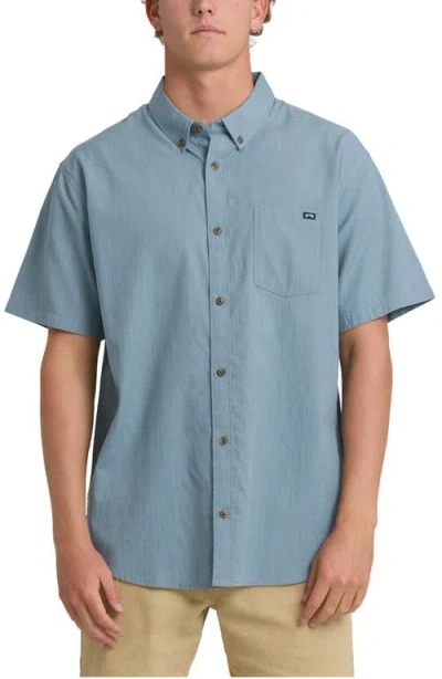Billabong All Day Short Sleeve Button-down Shirt In Blue