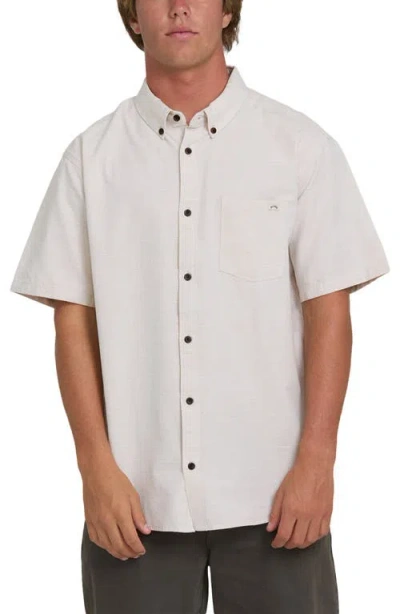 Billabong All Day Short Sleeve Slub Cotton Blend Button-down Shirt In White