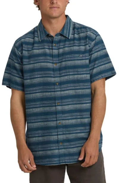Billabong All Day Stripe Short Sleeve Button-up Shirt In Blue