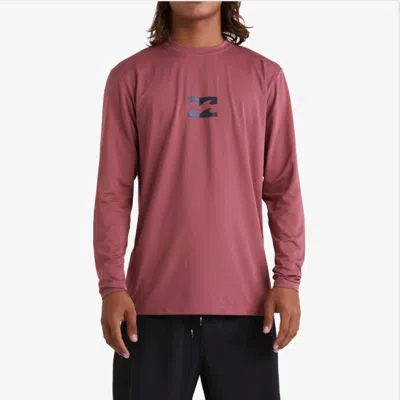 Billabong All Day Wave Loose Fit Long Sleeve Surf Tee In Rose Dust In Red