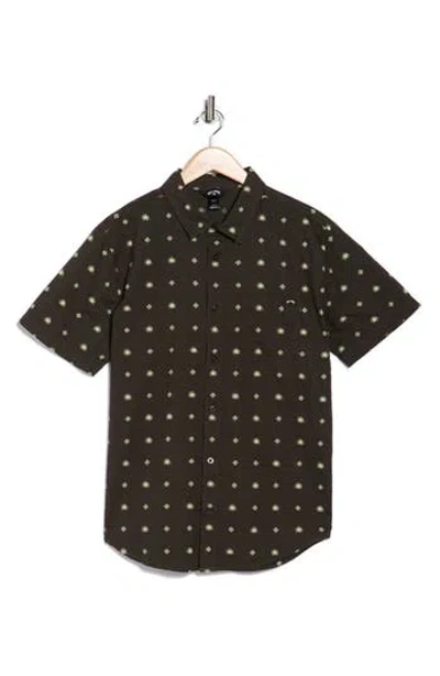 Billabong Aloe How Are You Short Sleeve Cotton Button-up Shirt In Gray