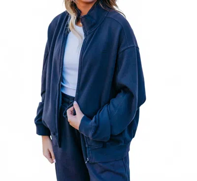 Billabong Avery Fleece Zip Sweatshirt In Blasted Blue