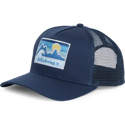 Billabong Aw Twill Trucker Baseball Cap In Blue