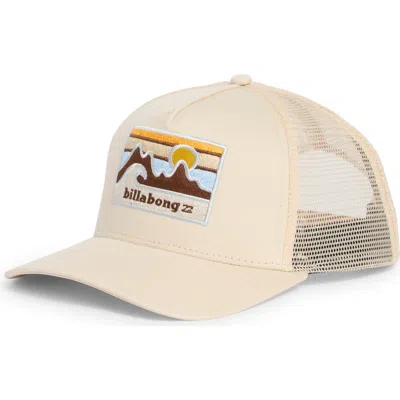 Billabong Aw Twill Trucker Baseball Cap In Brown