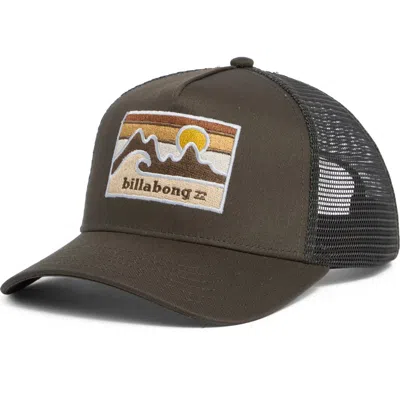 Billabong Aw Twill Trucker Baseball Cap In Green
