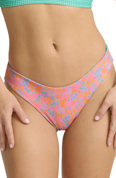 Billabong Babe Alert Reversible Bondi Bikini Bottoms In Pink
