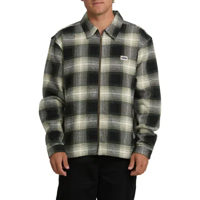 Billabong Bad Dog Boxy Fit Gradient Check Zip-up Shacket In Multi