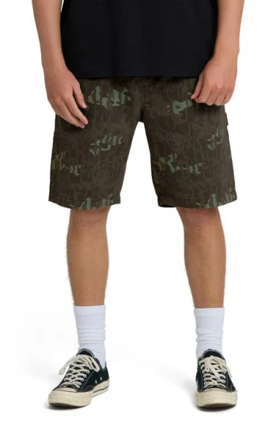 Billabong Bad Dog Camo Elastic Waist Carpenter Shorts In Brown