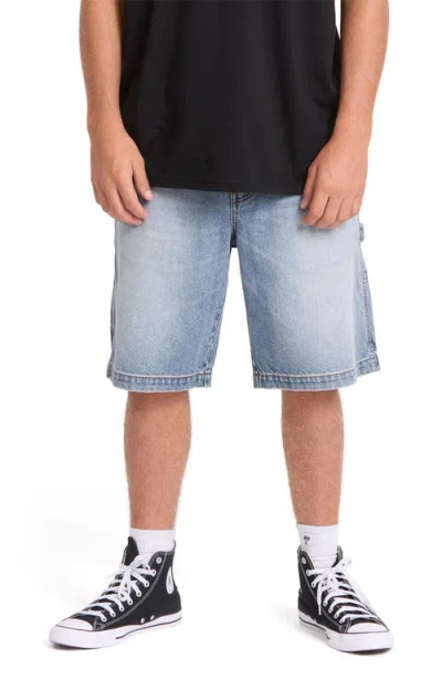 Billabong Bad Dog Cotton Denim Carpenter Shorts In Blue