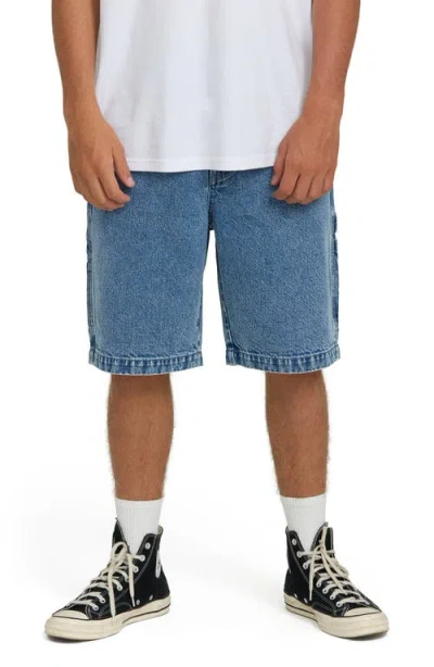 Billabong Bad Dog Denim Utility Shorts In Blue