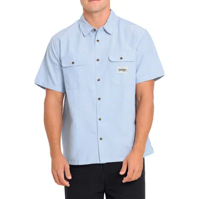 Billabong Bad Dog Short Sleeve Button-up Shirt In Blue