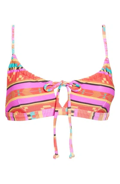 Billabong Baja Rising Coco Tie Front Bralette Bikini Top In Bright Poppy