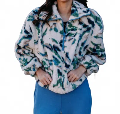 Billabong Barra Fleece Half Zip Sweatshirt In White Cap In Blue