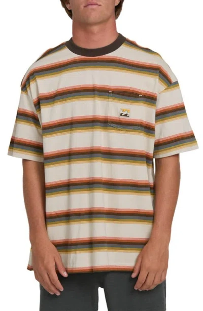 Billabong Baxter Oversize Stripe Pocket T-shirt In Brown