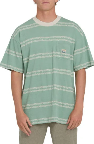 Billabong Baxter Oversize Stripe Pocket T-shirt In Green