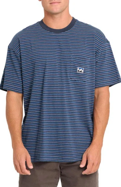 Billabong Baxter Oversize Stripe Pocket T-shirt In Blue